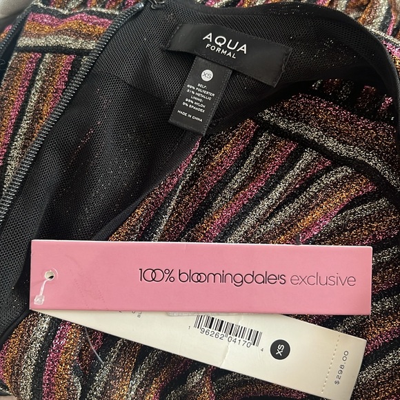 Aqua Striped Metallic Gown in Black Multi, Size XS New w/Tag Retail $298 - Picture 9 of 10